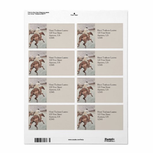 Jockey van Henri de Toulouse-Lautrec Etiket (Full Sheet)