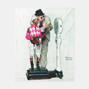 Jockey Weighing in by Norman Rockwell Fleece Deken