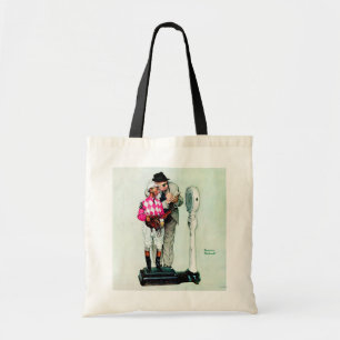 Jockey Weighing in by Norman Rockwell Tote Bag