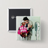 Jockey Weighing in by Norman Rockwell Vierkante Button 5,1 Cm (Voorkant /achterkant)