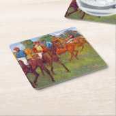 Jockeys en Race Horses, Edgar Degas Kartonnen Onderzetters (Schuin)