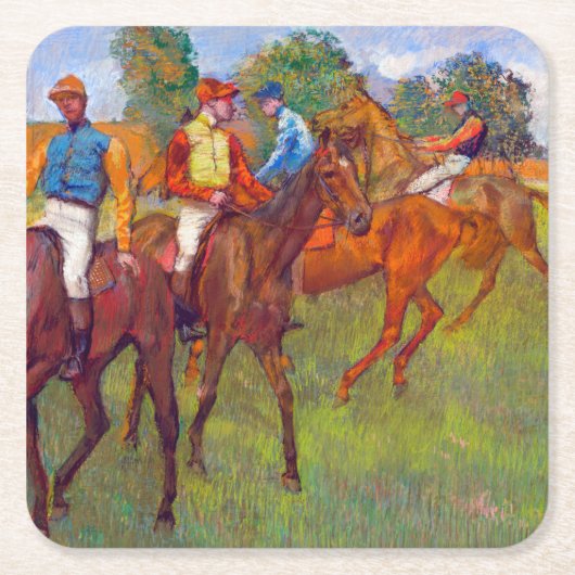 Jockeys en Race Horses, Edgar Degas Kartonnen Onderzetters (Voorkant)