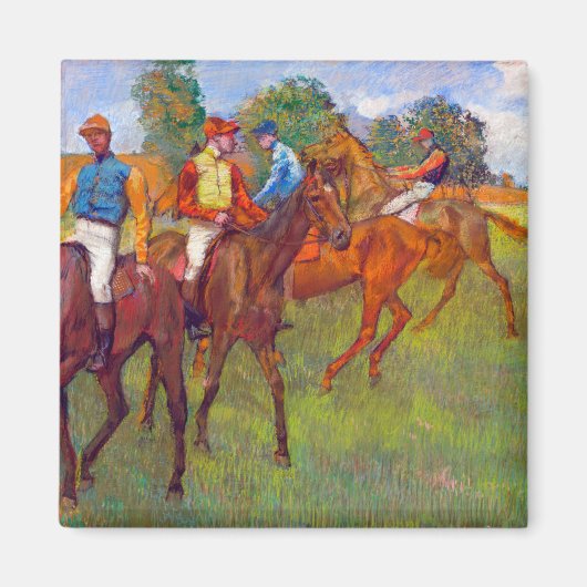 Jockeys en Race Horses, Edgar Degas Magneet (Voorkant)