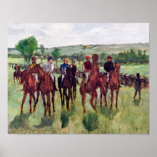 Jockeys en Race Horses, Edgar Degas Poster (Voorkant)