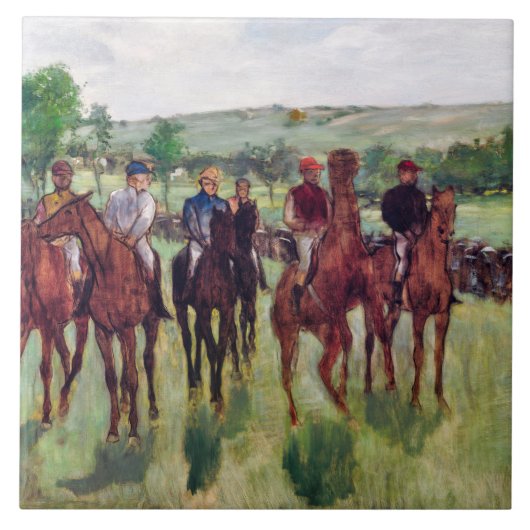 Jockeys en Race Horses, Edgar Degas Tegeltje (Voorkant)