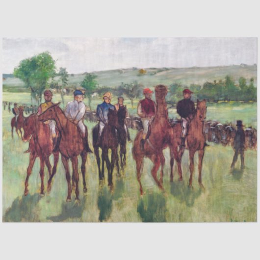 Jockeys en Race Horses, Edgar Degas Tissuepapier (Voorkant)