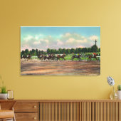 Jockeys Fining Horse Race bij Race Track Canvas Afdruk (Insitu (Woonkamer))