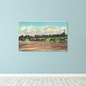 Jockeys Fining Horse Race bij Race Track Canvas Afdruk (Insitu (Houten vloer))