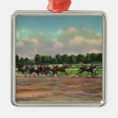 Jockeys Fining Horse Race bij Race Track Metalen Ornament (Voorkant)