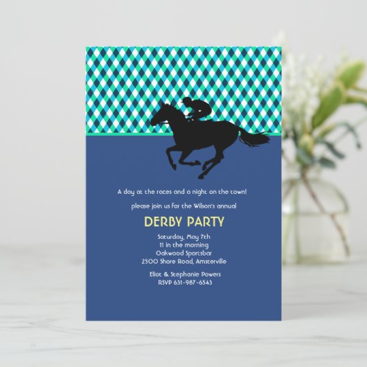 Jockey's Pride Blue Uitnodiging (Staand voorkant)