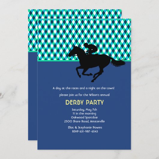 Jockey's Pride Blue Uitnodiging (Voorkant / Achterkant)