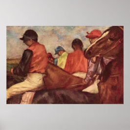 Jockeys van Edgar Degas, vintage paardenracekunst Poster