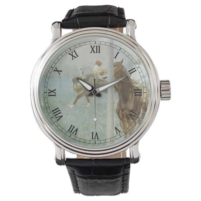 Jockeys voor de race door Edgar Degas Horloge (Voorkant)