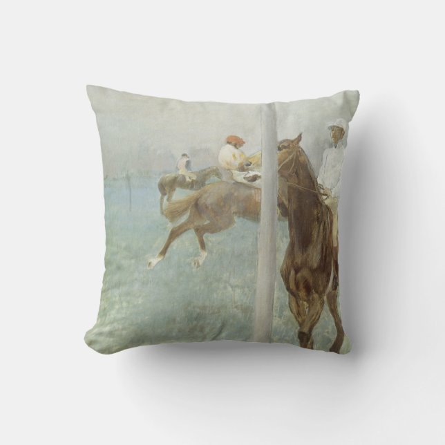 Jockeys voor de race door Edgar Degas Kussen (Voorkant)