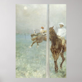 Jockeys voor de race door Edgar Degas Poster