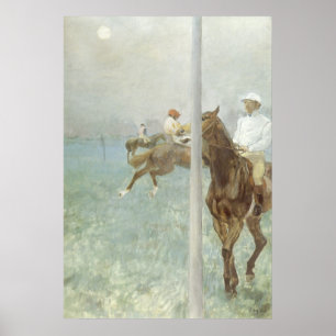 Jockeys voor de race door Edgar Degas Poster