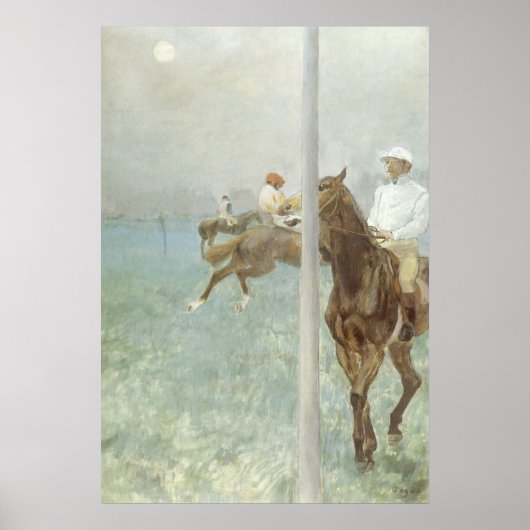 Jockeys voor de race door Edgar Degas Poster (Voorkant)