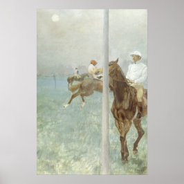 Jockeys voor de race door Edgar Degas Poster