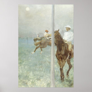 Jockeys voor de race door Edgar Degas Poster