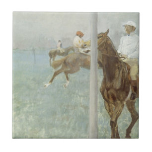Jockeys voor de race door Edgar Degas Tegeltje