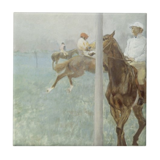 Jockeys voor de race door Edgar Degas Tegeltje (Voorkant)