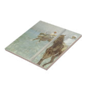 Jockeys voor de race door Edgar Degas Tegeltje (Zijkant)