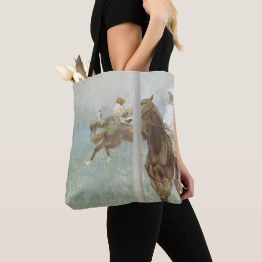 Jockeys voor de race door Edgar Degas Tote Bag (Dichtbij)