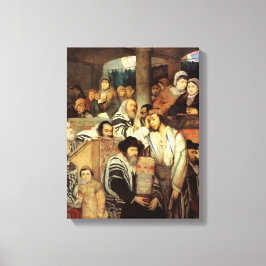 Joden bidden in Synagogue op Yom Kippur Canvas Afdruk