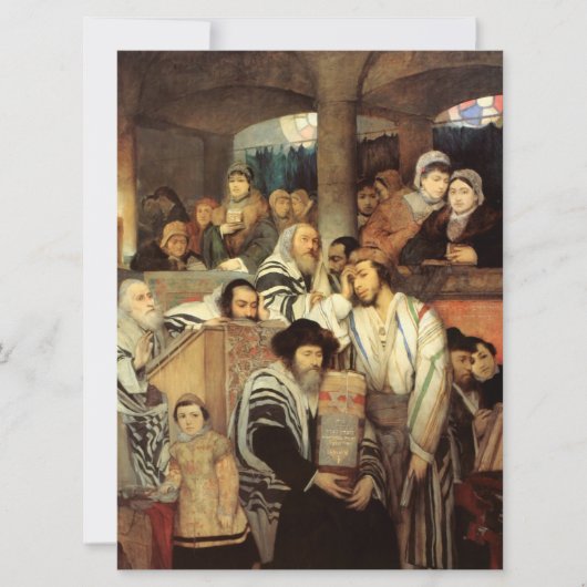 Joden bidden in Synagogue op Yom Kippur Kaart (Voorkant)