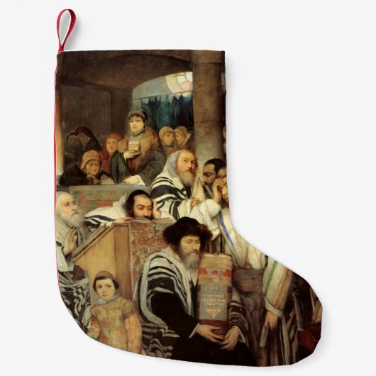 Joden bidden in Synagogue op Yom Kippur Kleine Kerstsok (Voorkant)