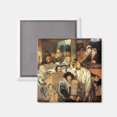 Joden bidden in Synagogue op Yom Kippur Magneet (Voorkant / Achterkant)