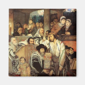 Joden bidden in Synagogue op Yom Kippur Magneet (Voorkant)
