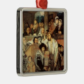 Joden bidden in Synagogue op Yom Kippur Metalen Ornament (Rechts)