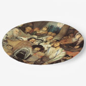 Joden bidden in Synagogue op Yom Kippur Papieren Bordje (Gekanteld)