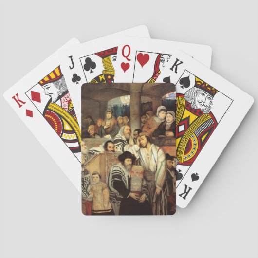 Joden bidden in Synagogue op Yom Kippur Pokerkaarten (Achterkant)