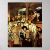 Joden bidden in Synagogue op Yom Kippur Poster (Voorkant)