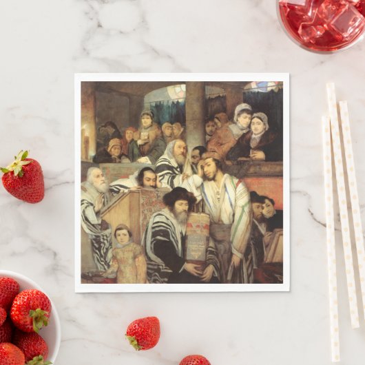 Joden bidden in Synagogue op Yom Kippur Servet (Insitu)