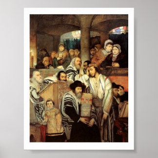 Joden die bidden op het Joodse Poster Print