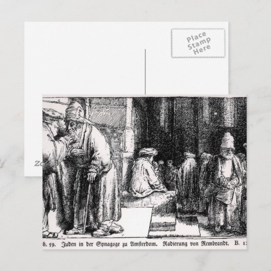 Joden in de Synagoge in Amsterdam Briefkaart (Voorkant / Achterkant)