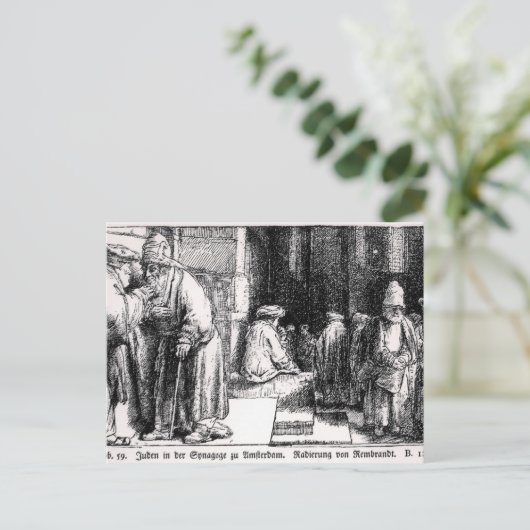 Joden in de Synagoge in Amsterdam Briefkaart (Staand voorkant)