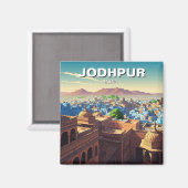 Jodhpur India Blauwe huizen Magneet (Voorkant / Achterkant)