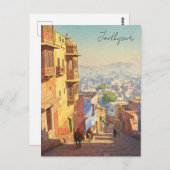 Jodhpur India Blauwe huizen Waterverf Briefkaart (Voorkant / Achterkant)