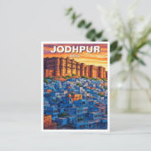 Jodhpur India Blauwe huizen Zonsondergang Briefkaart (Staand voorkant)