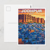Jodhpur India Blauwe huizen Zonsondergang Briefkaart (Voorkant / Achterkant)