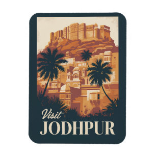 Jodhpur India Illustratie Reizen Art Vintage Magneet