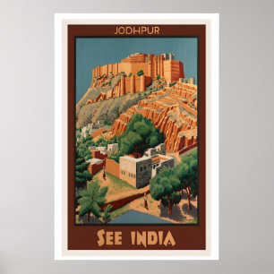 Jodhpur Zie India Vintage Reisposter Poster
