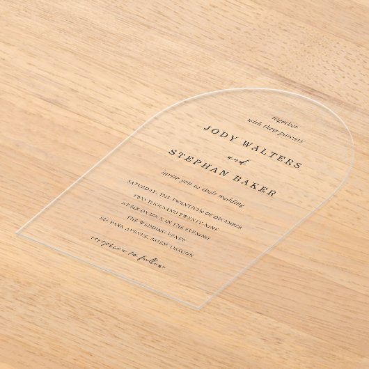 Jody Simple Elegant Wedding Acryl Uitnodigingen (Laagn)