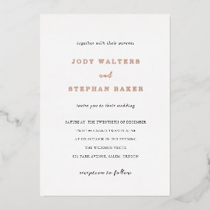 Jody Simple Elegant Wedding Folie Uitnodiging