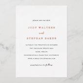 Jody Simple Elegant Wedding Save the Date Folie Uitnodiging (Voorkant)