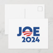 Joe 2020 rode witte en blauwe typografie modern briefkaart (Voorkant / Achterkant)